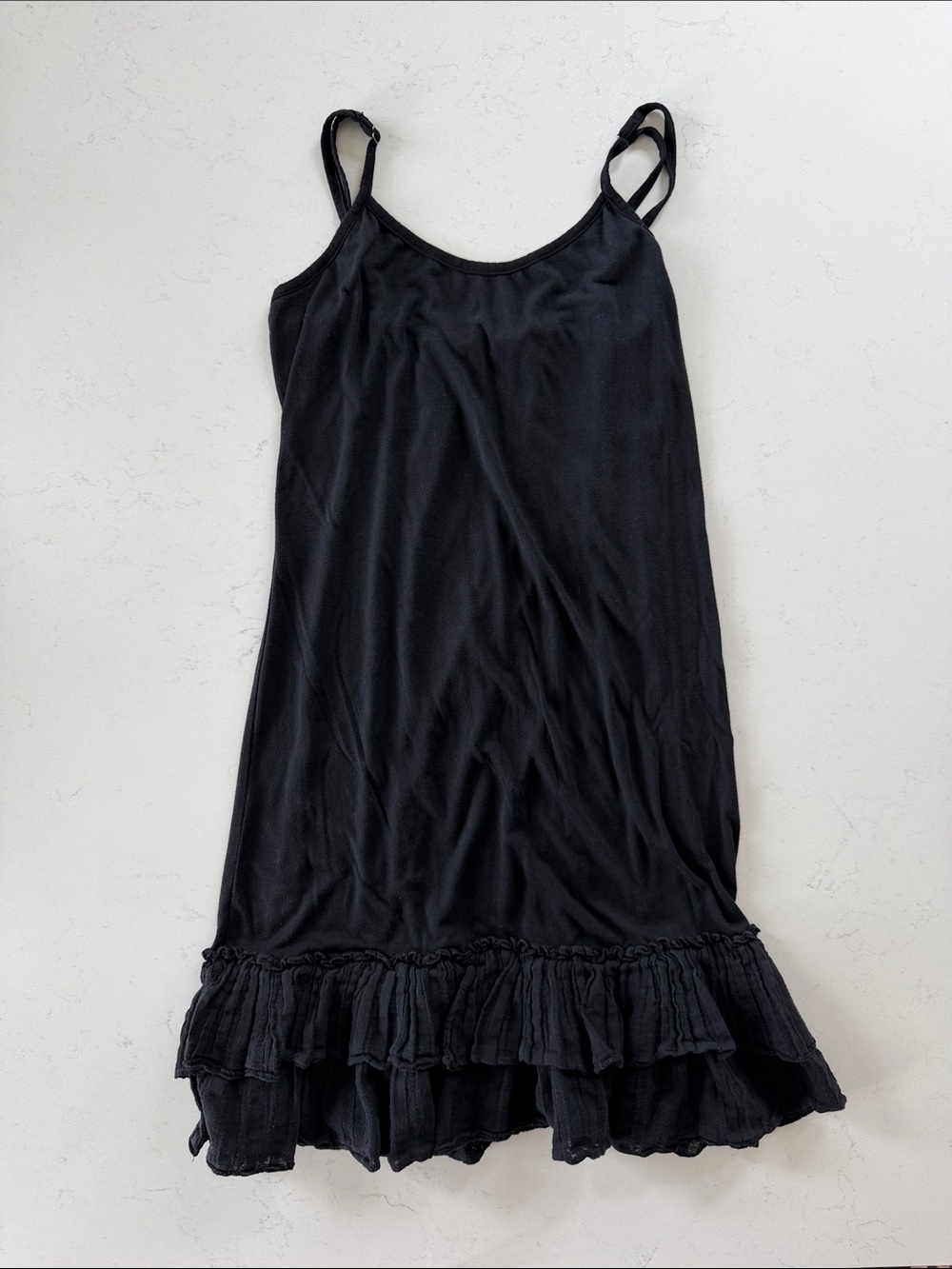 Miilla Black Ruffle-Hem Slip Dress